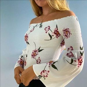 White Floral Off-the-Shoulder Top